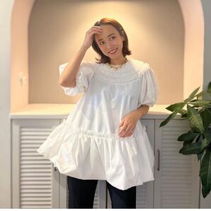 ロージーモンスター チュールミニフリルパフボリュームチュニック 白