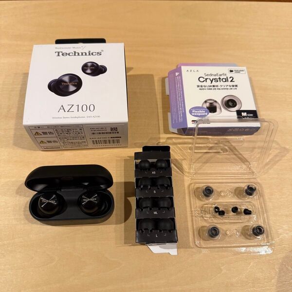 【極美品】 Technics AZ100 ブラック+AZLA Crystal 2イヤーピース付 高音質 ワイヤレスイヤホン