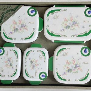 Pianta 花柄電子レンジ食品保存容器 5個セット