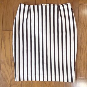 C beautiful goods SHIPS Ships strut skirt tight skirt size 38 M corresponding cotton 100% stripe pattern tea white spring summer autumn 