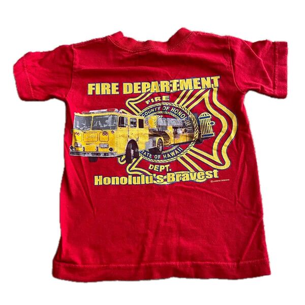 消防車 Tシャツ ハワイ ホノルル キッズXL 120くらい 半袖