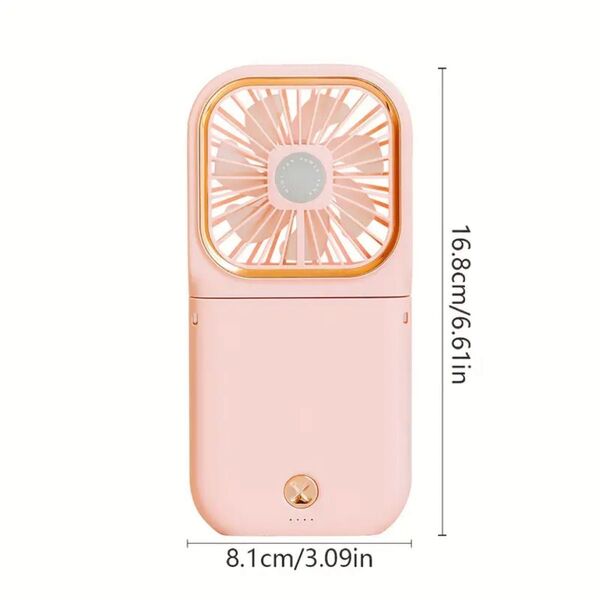 スマートハンディファン ピンク 手持ち 首掛 卓上 コンパクト モバ充 携帯扇風機 USB 充電式 手持ち扇風機