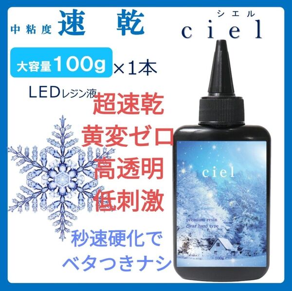 超速乾&直射日光でも黄変ゼロ LEDレジン液シエル100g1本