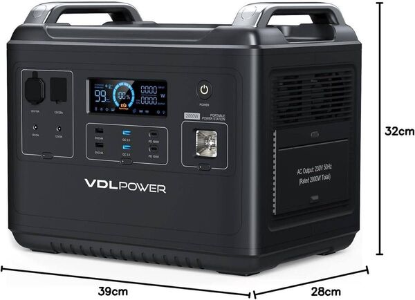VDL ポータブル電源 2400W ポータブルバッテリー 大容量 640000mAh/2048Wh