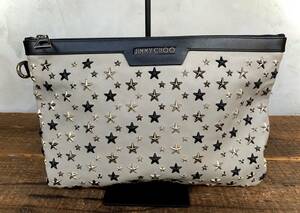 ★JIMMY CHOO★ジミーチュウ★デレク★スタッズ★スター★クラッチ★セカンド★バッグ★かばん★グレー★イタリアンメイド★