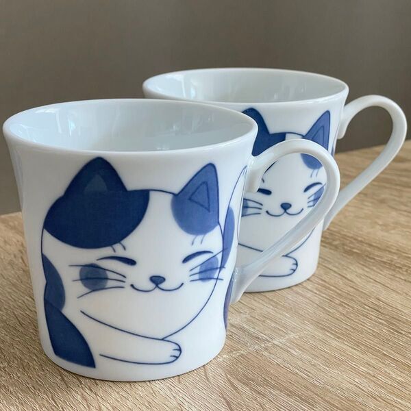 新品未使用 ねこちぐら マグカップ ミケ 美濃焼 300cc 2個セット 食器 器 うつわ 猫