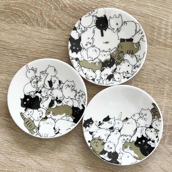 新品未使用 ねこねこね 豆皿 3枚セット Shinzi Katoh 日本製 小皿