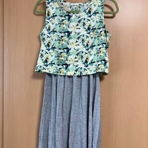 【GU】見せかけ胸下切替タンクワンピース☆チュニック☆L☆グレー★used品★お値引き不可★ ノースリーブ ワンピース グレー