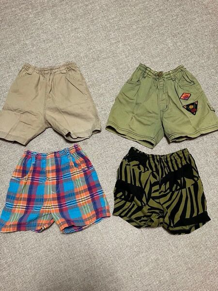 半ズボン4枚セット☆90㎝★チェック★ハーフパンツ★ボトムス★キッズ★男の子★女の子★子供服★used品★お値引き不可