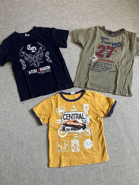 半袖①3枚セット☆120㎝★Tシャツ★プリント★くるま★キッズ★男の子★子供服★used品★お値引き不可