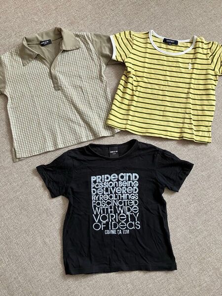 半袖③3枚セット☆120㎝★Tシャツ★ボーダー★ポロ★キッズ★男の子★子供服★used品★お値引き不可【コムサ・イーストボーイ】