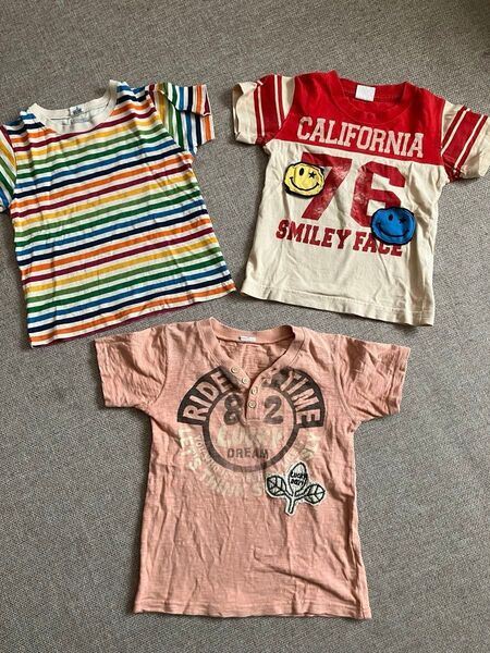 半袖④3枚セット☆120㎝★Tシャツ★プリント★ボーダー★キッズ★男の子★子供服★used品★お値引き不可