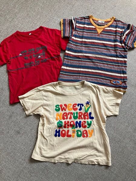 半袖⑥3枚セット☆120㎝★Tシャツ★プリント★ボーダー★キッズ★男の子★子供服★used品★お値引き不可