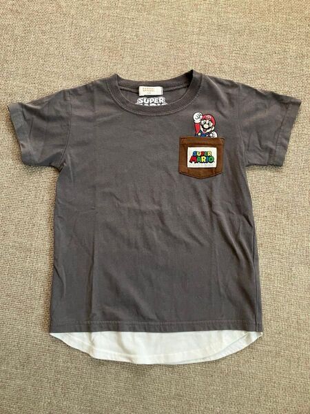 マリオ【バンダイ】120㎝☆半袖Tシャツ★グレー★ニンテンドー★男の子★子供服★used品★お値引き不可★ Tシャツ
