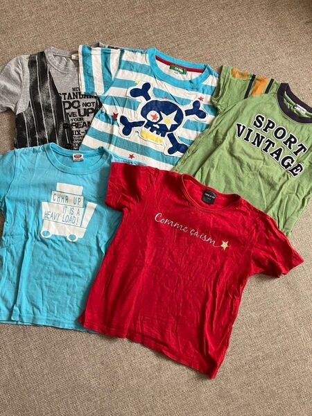 ①穴あき&シミありの半袖Tシャツ5枚セット☆120㎝★英字プリント★キッズ★男の子★子供服★used品★お値引き不可★