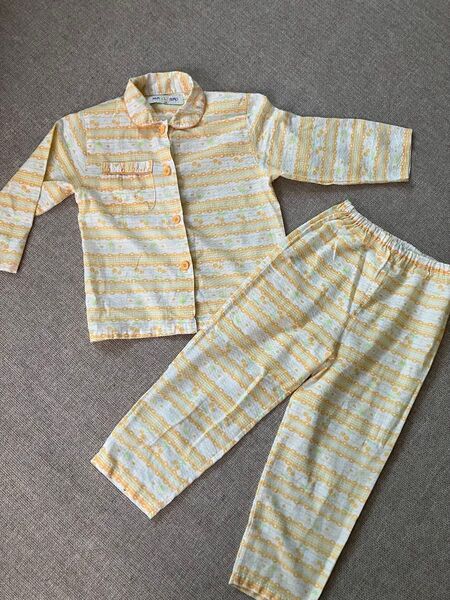 さくらんぼパジャマ☆110㎝☆オレンジ★キッズ★女の子★子供服★used品★お値引き不可★パジャマ 長袖パジャマ 上下セット