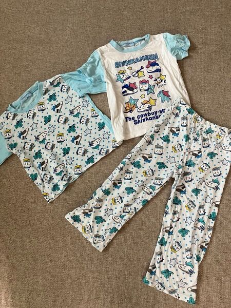 【SHINKANSEN】パジャマ3点セット☆110㎝★キッズ★男の子★子供服★used品★お値引き不可★長袖パジャマ 上下セット