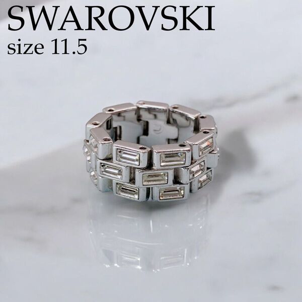 SWAROVSKI リング 指輪 ラインストーン 11.5号 クリスタル 希少 シルバー
