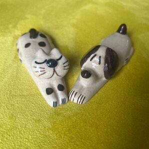 箸置き 陶器 猫 犬 2個セット
