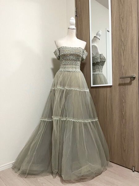 ウエディングドレス カラードレス ロングトレーン ドレス 結婚式