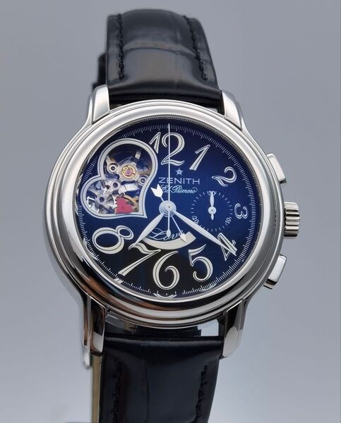 美品 ゼニス ZENITH スターオープン 03.1230.4021 クロノグラフ パワーリザーブ SS 自動巻き メンズ