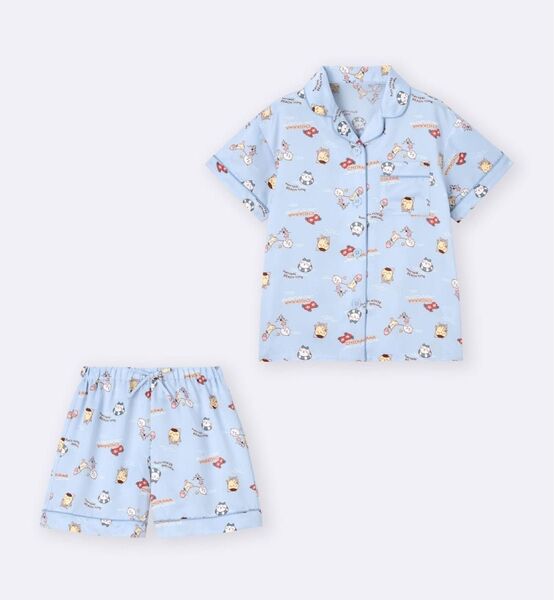パジャマ 半袖 ショートパンツ サテンのパジャマ ルームウェア 上下セット ちいかわ コラボ GU
