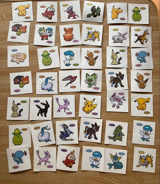 ポケモンパンシール デコキャラ ポケットモンスター 42枚 まとめ ピカチュウ イーブイ