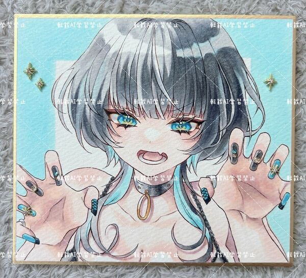 手描きイラスト オリジナル 水色