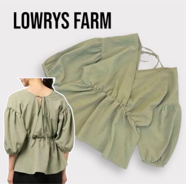 LOWRY'S FARM トップス ローリーズファーム 七分袖 カットソー リネン ライク カシュクール ブラウス