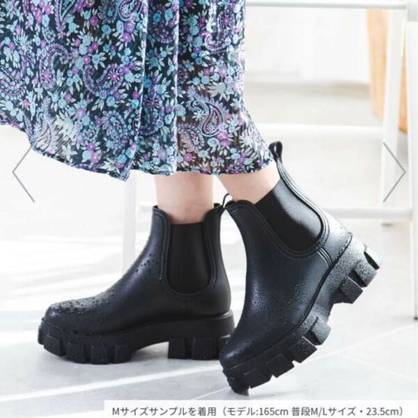 美品 attagirl アタガール 晴雨兼用 厚底サイドゴアレインブーツ 厚底 M 黒