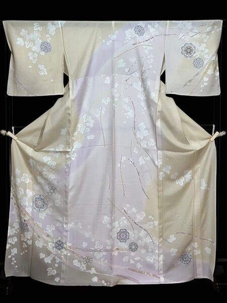 夏着物 絽 訪問着 正絹 熨斗華文 葡萄の葉 仕立て上がり 未使用 イ5492