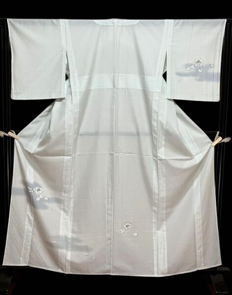 夏着物 絽 付下げ 訪問着 バチ衿 洗える着物 ポリエステル 美品 イ5493