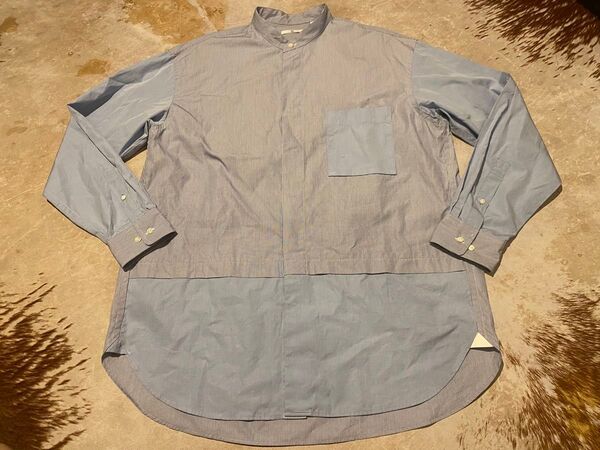 ユニクロ uniqlo +j L スタンドカラー バンドカラー オーバーサイズ シャツ ストライプ USED 中古 ジルサンダー