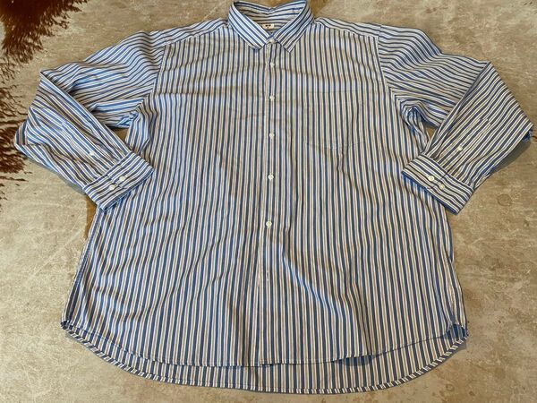 ユニクロ uniqlo 長袖 シャツ XXL コットン ストライプ オフィス ビジネス カジュアル USED 中古 大きいサイズ