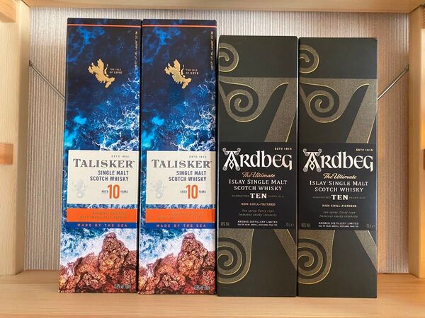 ARDBEG アードベッグ TEN 10年、タリスカー10年 各2本、4本セット箱入 シングルモルト スコッチウイスキー 正規品