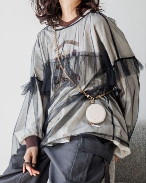 新品未使用 niko and ...2WAYチュールフリルTEE