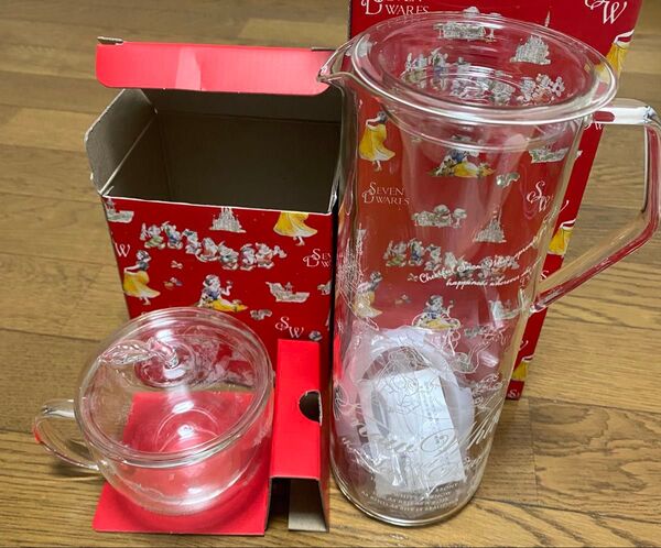 ディズニーリゾート ディズニーランド アフタヌーンティー コラボ 耐熱ガラス タンブラー マグ ボトル ピッチャー 新品 2点
