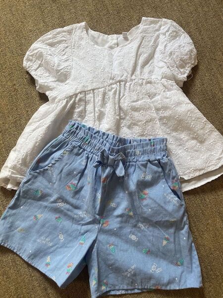 130cm 女の子 ブラウス ショートパンツ まとめ売り セット