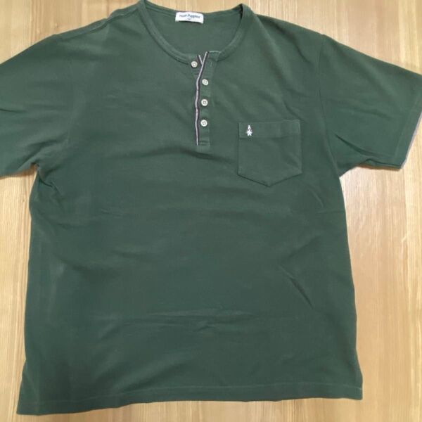 Hush puppies ヘンリーネックTシャツ カーキグリーン メンズLL