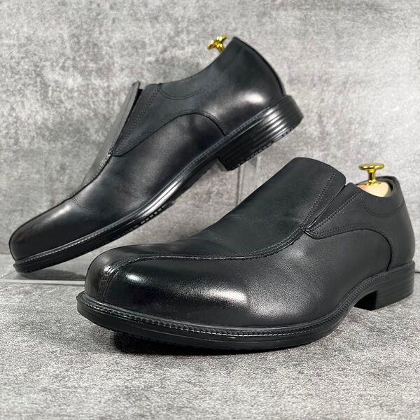 極美品 Hawkins ホーキンス ビジネスシューズ スリッポン 黒 BLACK ブラック 27.5cm 3E メンズ