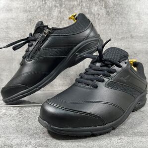美品 MIZUNO ミズノ ウォーキングシューズ レザー サイドジップ ブラック 黒 BLACK レディース メンズ 24.5cm