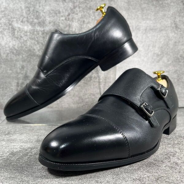 美品 マドラス madras モデロ ダブルモンクストラップ ビジネスシューズ ブラック 黒 black 25.5cm 日本製