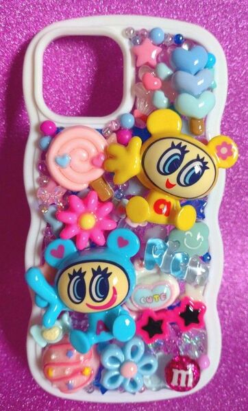 エンジェルブルー デコ電 iPhone15ケース