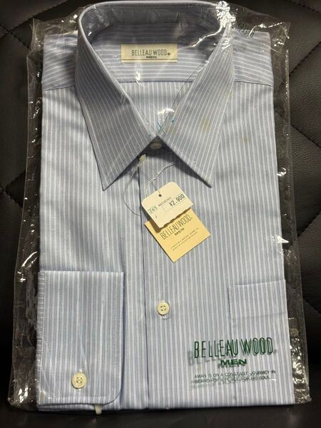 未使用難ありBELLEAU WOOD 長袖シャツ38-76 ストライプ ビジネス ワイシャツ