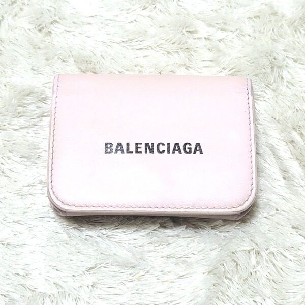 バレンシアガ エブリデイ ペーパーミニ 三つ折り財布 コンパクト ピンク BALENCIAGA コンパクトウォレット レザー