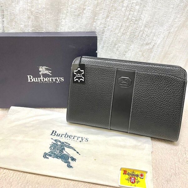 激レア 新品 未使用 タグ付き BURBERRYS バーバリー セカンドバッグ クラッチバッグ ノバチェック ホースロゴ ブラック