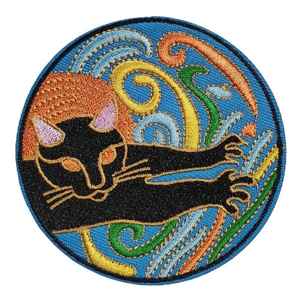 D-48【 アイロンワッペン 】 刺繍ワッペン アップリケ リメイク 猫 ネコ cat キャット 芸術 アート art 絵画