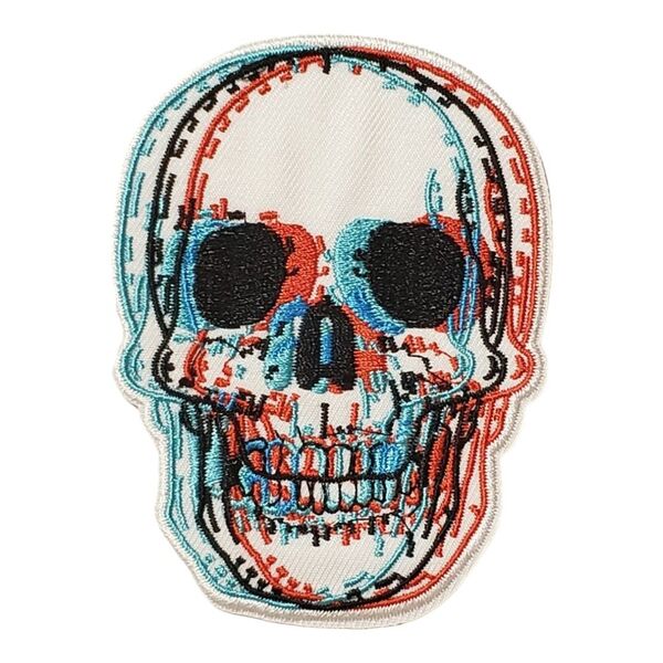 H-1【 アイロンワッペン 】 刺繍ワッペン アップリケ リメイク SKULL スカル 髑髏 ドクロ 骸骨 ガイコツ スケルトン