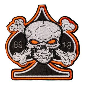 M-16【 アイロンワッペン 】 刺繍ワッペン アップリケ リメイク バイク BIKE バイカーズワッペン スカル SKULL