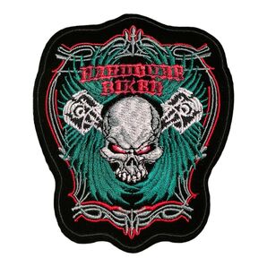 M-13【 アイロンワッペン 】 刺繍ワッペン アップリケ BIKE バイク バイカーズワッペン SKULL スカル ドクロ
